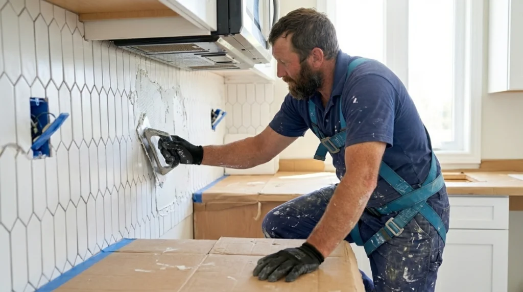 Professional Backsplash Tile & Grout Repair Toronto restoring kitchen mosaic by CNG Contracting.