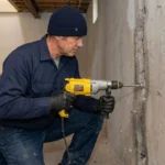 Professional Crack Foundation & Concrete Slab Repair Toronto injecting epoxy into wall crack by CNG Contracting.