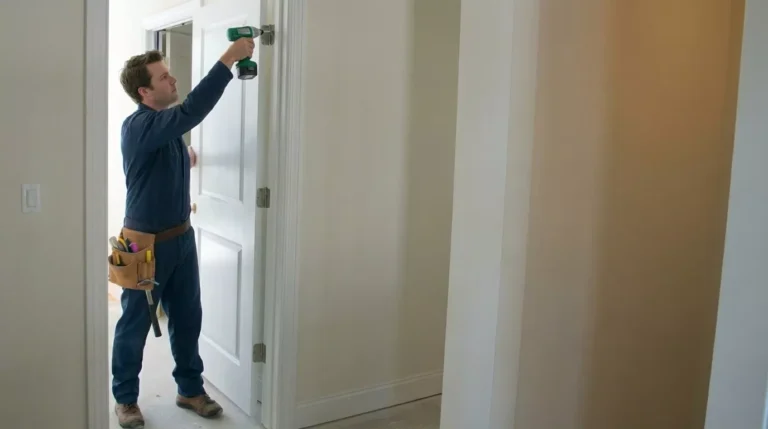 Professional Door Frame & Hinge Repair Toronto fixing sagging door by CNG Contracting.