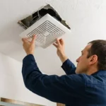 Professional Exhaust Fan Replacement Toronto installing quiet bathroom vent by CNG Contracting.