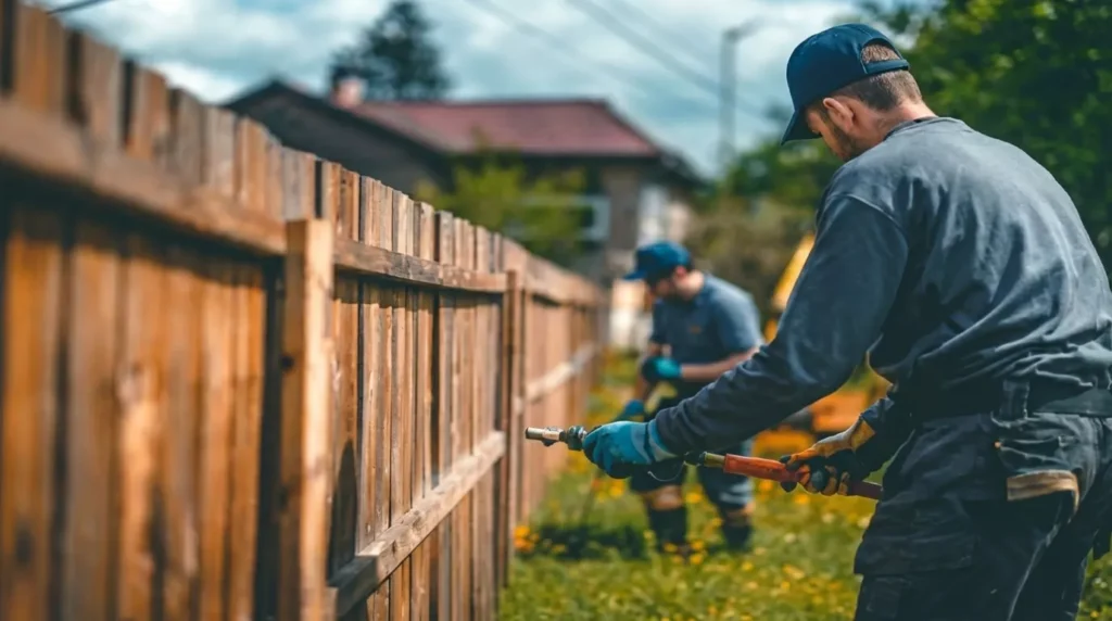Professional Fence Removal Toronto digging out concrete fence posts by CNG Contracting.