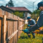 Professional Fence Removal Toronto digging out concrete fence posts by CNG Contracting.