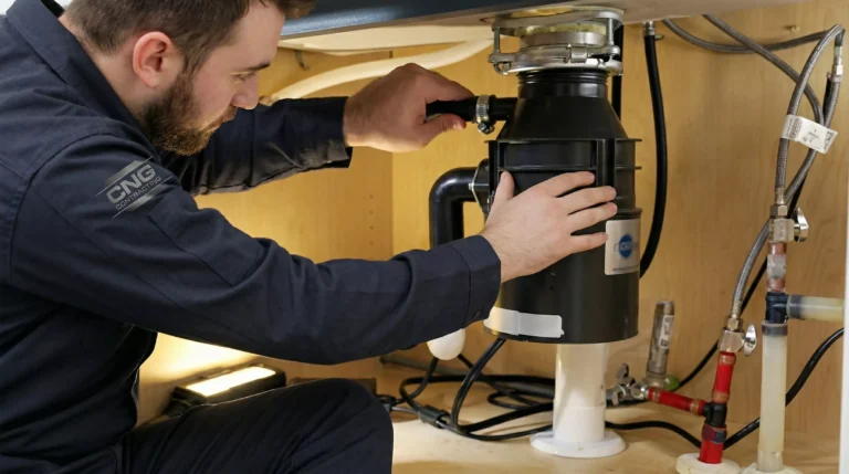 Professional Garbage Disposal Installation under kitchen sink in Toronto.