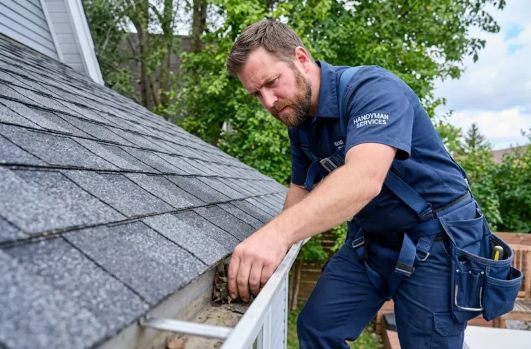 Professional Gutter Cleaning & Downspout Check Toronto flushing debris by CNG Contracting.