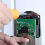 Professional Keyless Entry & Hardware Upgrades Toronto installing smart keypad lock by CNG Contracting.