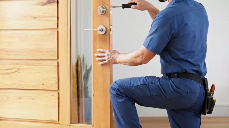 Professional Lever Handle Door Options Toronto installing matte black hardware by CNG Contracting.