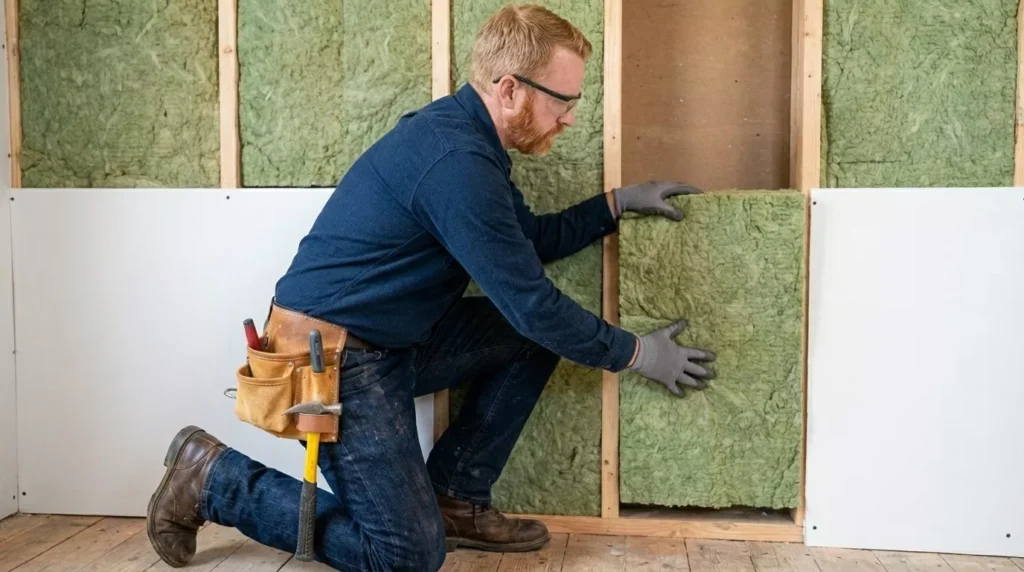 Professional Soundproofing Installation Toronto adding acoustic insulation to wall by CNG Contracting.