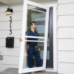 Professional Storm Door Repair Toronto fixing pneumatic closer by CNG Contracting.