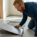 Professional Tile Floor & Backsplash Repair / New Installs Toronto applying grout by CNG Contracting.