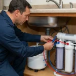 Professional Water Filtration System Hookup Toronto installing reverse osmosis unit by CNG Contracting.