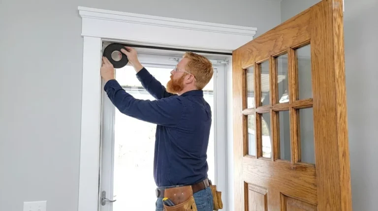 Professional Weatherstrip Sealing Toronto installing compression seal on door frame by CNG Contracting.