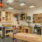 Professional Workspace Shelving & Home Workshops Toronto with custom workbench by CNG Contracting.