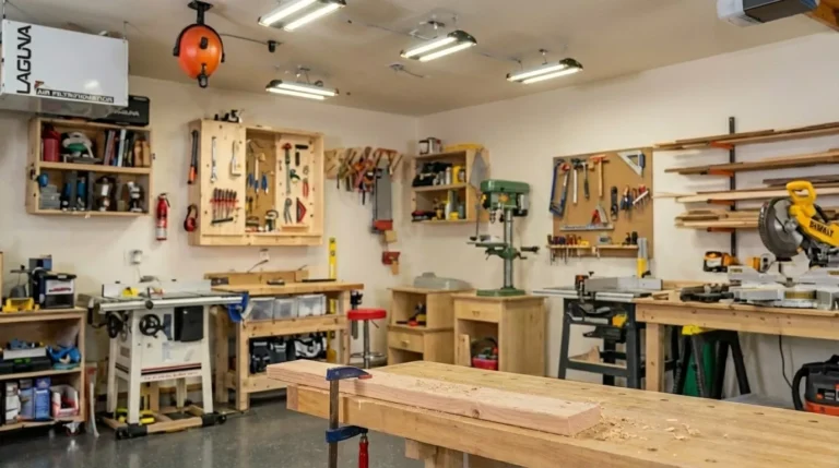 Professional Workspace Shelving & Home Workshops Toronto with custom workbench by CNG Contracting.