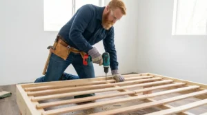 Desk and bed frame assembly