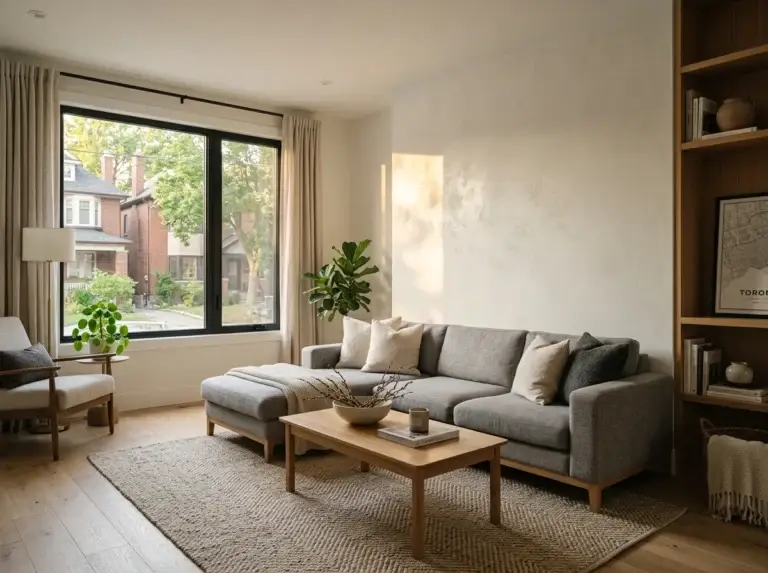 Polished Venetian Plaster feature wall luxury interior.
