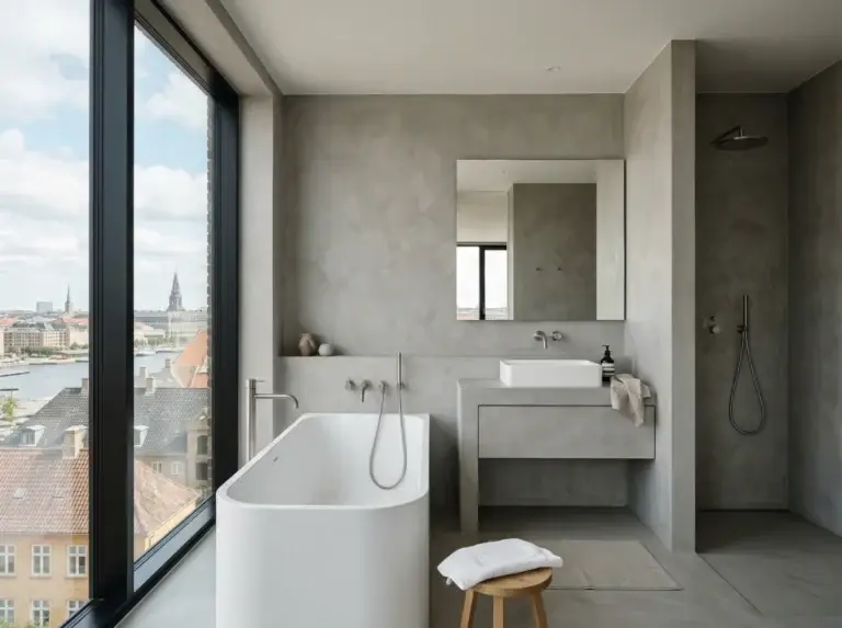 Microcement bathroom installation in toronto by CNG Contracting.