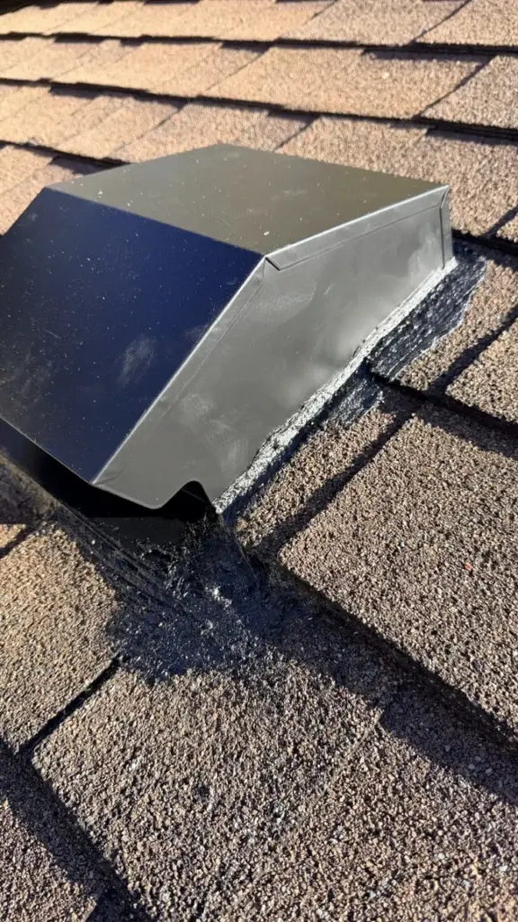 Sealed edges around the range hood roof cap