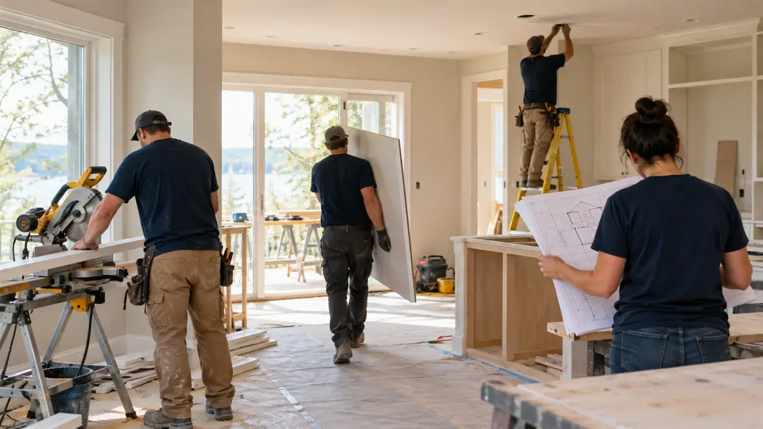 CNG Contracting crew working together on a home renovation